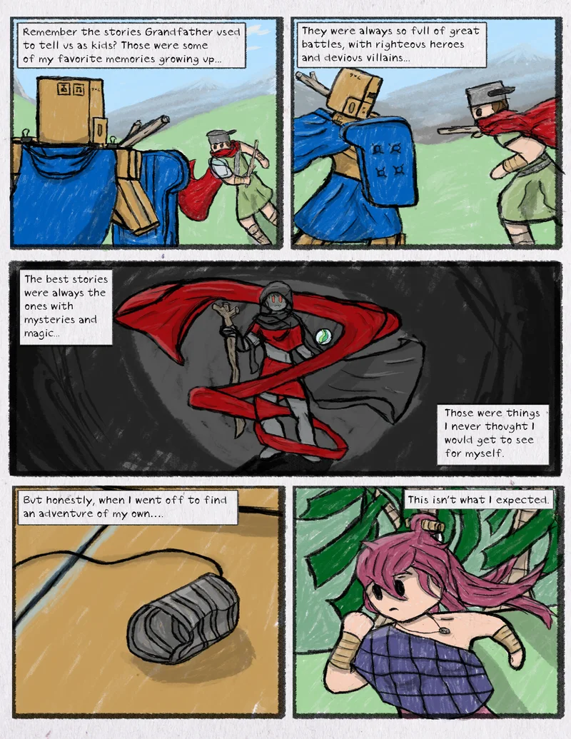 The first comic page, October 2016