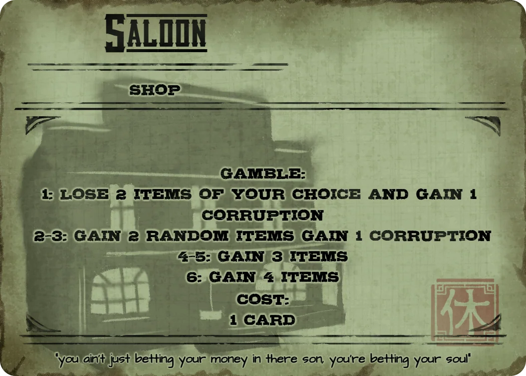 Saloon, shop event card