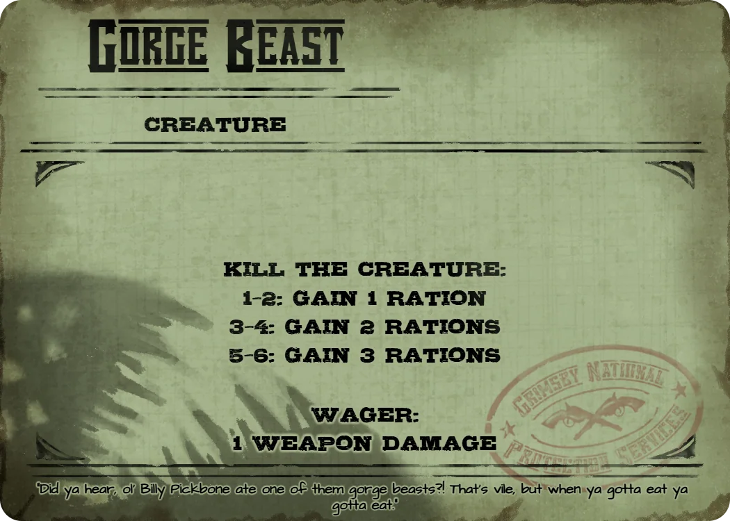 Gorge Beast, creature event card