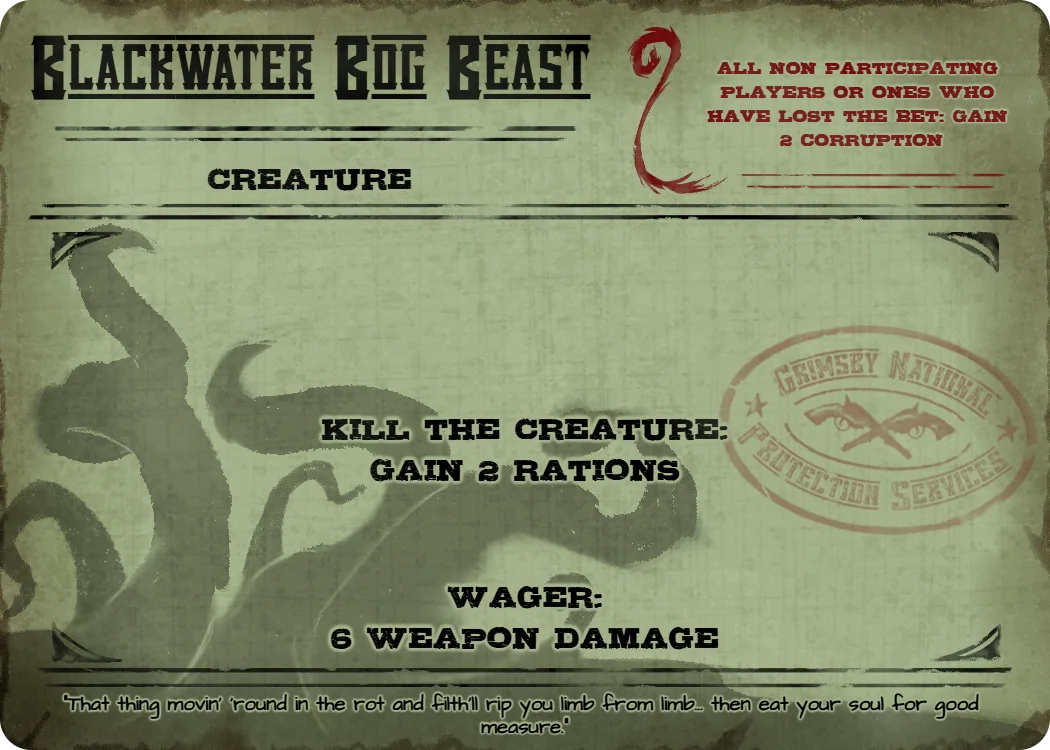 Blackwater Bog Beast, creature event card