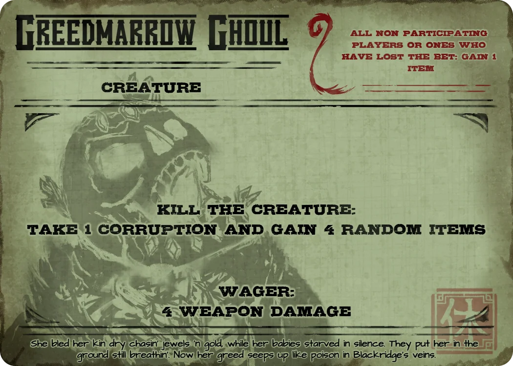 Greedmarrow Ghoul, creature event card