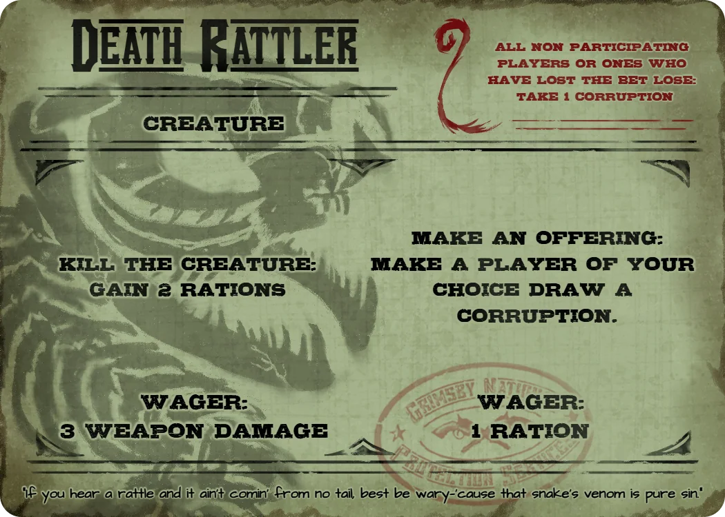 Death Rattler, creature event card