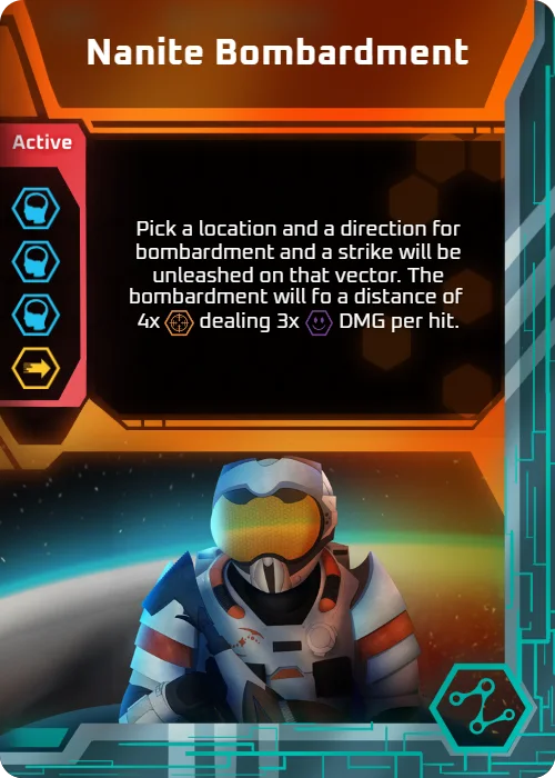 Nanite Bombardment, an active ability card, Mar 2024