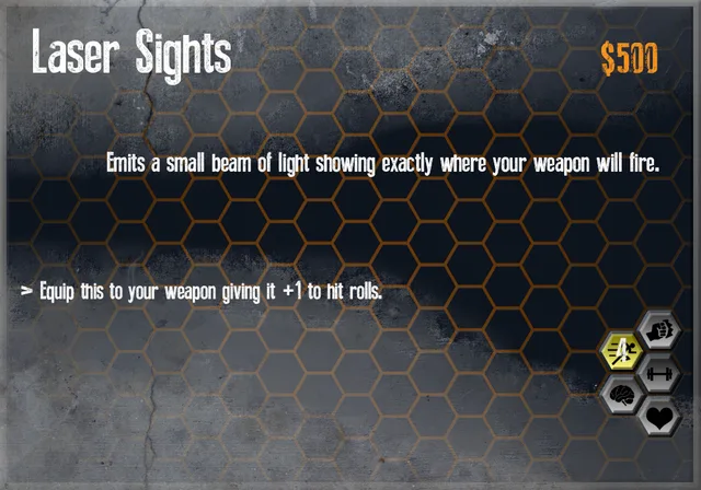 Laser Sights item card from the Sol beta deck