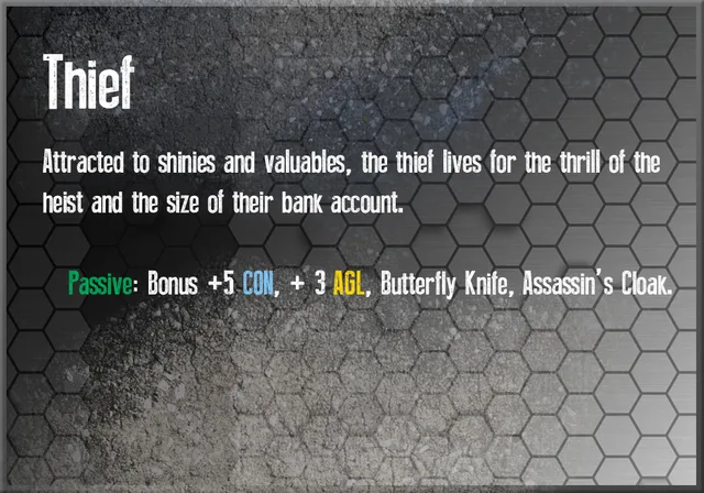 Thief class card from the Sol beta deck