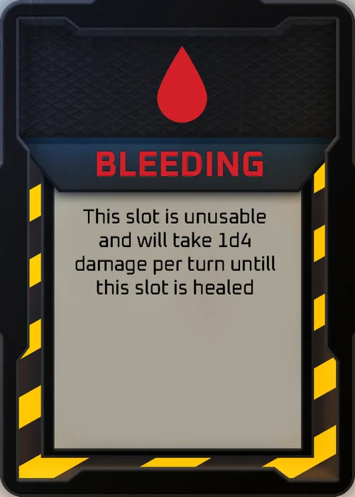 Bleeding, a negative status effect card, Mar 2024
