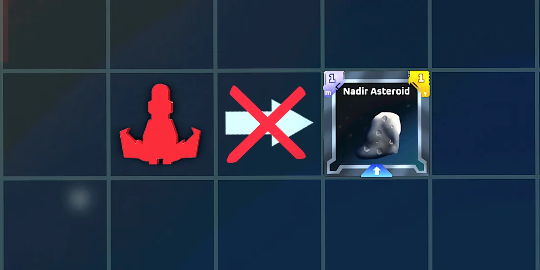 A ship beside a Nadir Asteroid is not pulled, because its only arrow is underneath
